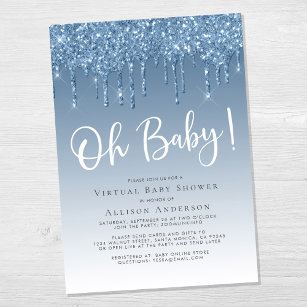 Virtual Dusche Glitzer Oh Baby Boy Blue Einladung