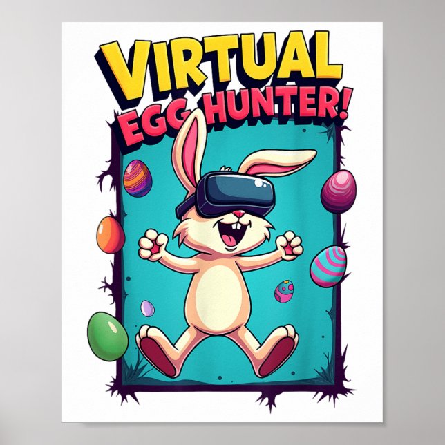 Virtual Egg Hunter - Funny Gamer Bunny Vr _ Ostern Poster (Vorne)
