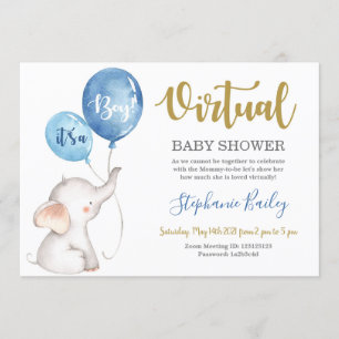 Virtual Elefant Baby Showboy Einladung