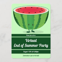 Virtual End of Summer Party Green White Watermelon Einladung