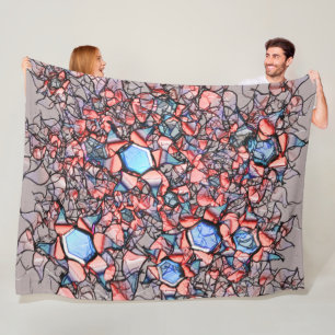 Virtual entalhada nas cores azul e salmão fleecedecke