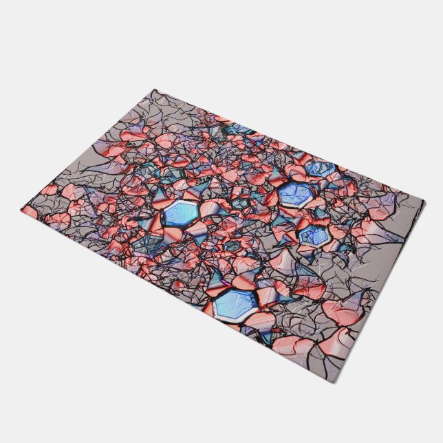 Virtual entalhada nas cores azul e salmão fußmatte (Schrägansicht)