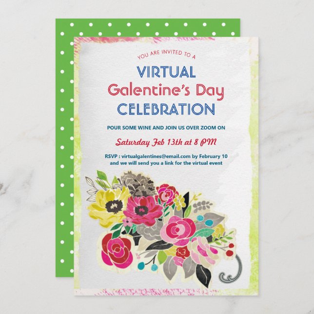 Virtual Galentine's Day Celebration Zoom Einladung (Vorne/Hinten)