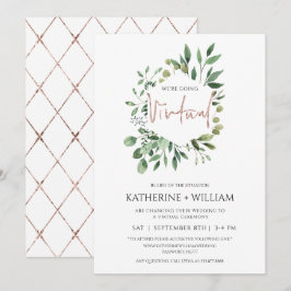 Virtual Gold Eukalyptus Greenery Geometric Wedding Einladung