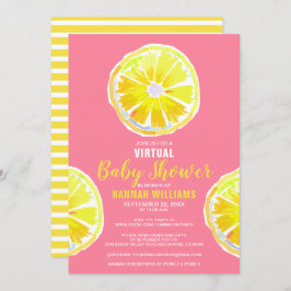 Virtual Lemon Wasserfarbenslices Pink Baby Dusche Einladung