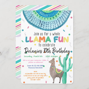 Virtual Llama Thema Geburtstagsparty Einladung
