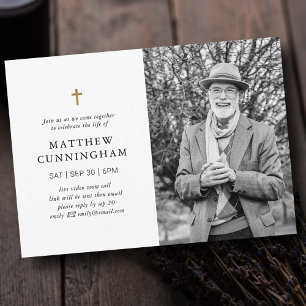Virtual Memorial Feier des Lebens einfache Kreuz Einladung
