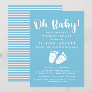 Virtual Oh Baby Boy Dusche Baby Feet Blue White Einladung