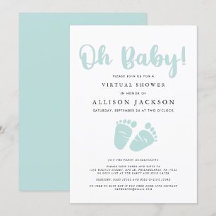 Virtual Oh Baby Dusche Light Minze Green Baby Feet Einladung