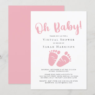 Virtual Oh Baby Girl Dusche Pink Feet Einladung