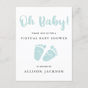 Virtual Oh Baby Mint Green Baby Feet Babydusche Einladungspostkarte