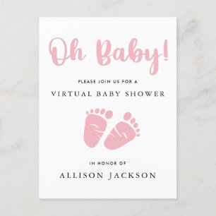 Virtual Oh Baby Pink Baby Feet Girl Babydusche Einladungspostkarte