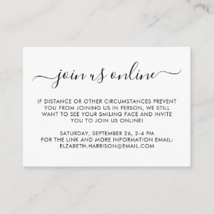 Virtual Online Option Party oder Babydusche Begleitkarte