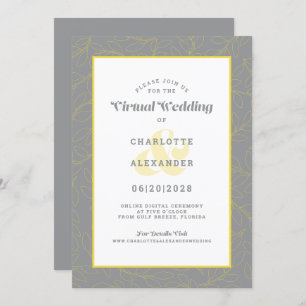 Virtual Online Yellow Modern Pattern Wedding Einladung