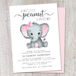 Virtual Pink Elephant Baby Girl Dusche Einladung