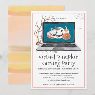 Virtual Pumpkin Carving Halloween-Party Einladung