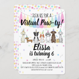 Virtual Puppy Dog Girl Birthday Pawty Einladung