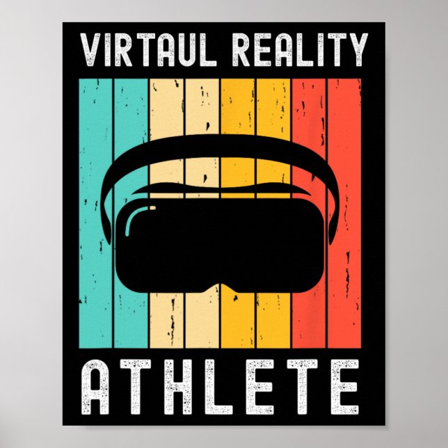 Virtual-Reality-Athlet-Geek-Gamer-Retro-VR-Gaming Poster (Vorne)