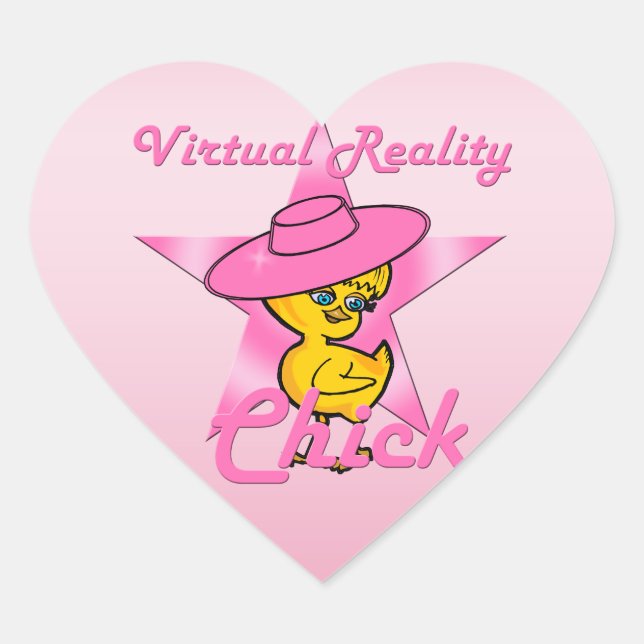 Virtual Reality Chick #8 Herz-Aufkleber (Vorderseite)