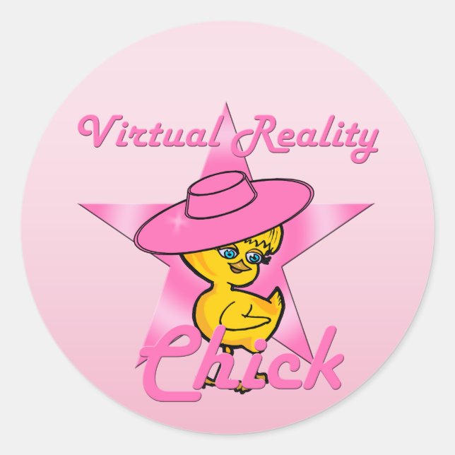 Virtual Reality Chick #8 Runder Aufkleber (Vorderseite)