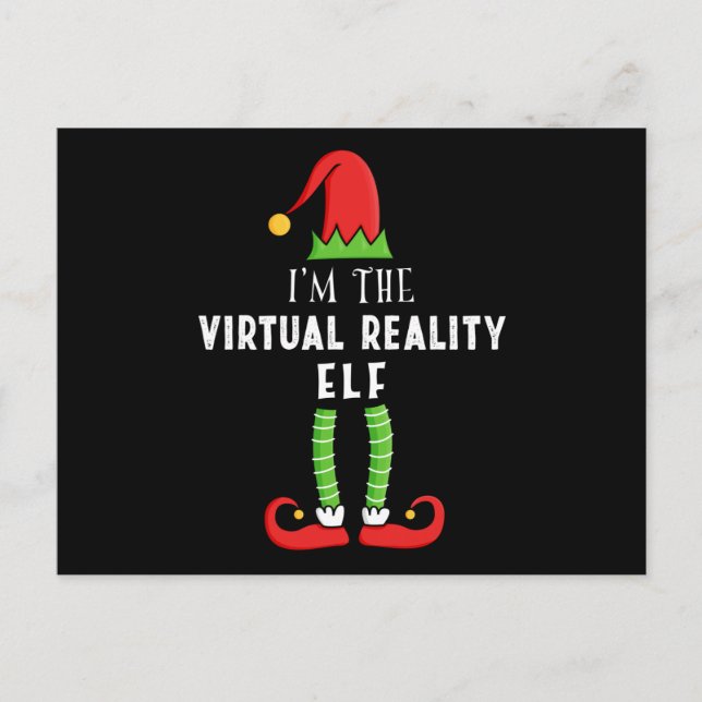 Virtual Reality Elf Weihnachtsmatte Familiengesche Postkarte (Vorderseite)
