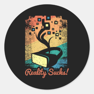 Virtual Reality Graphic Retro gestörte Kunst für e Runder Aufkleber