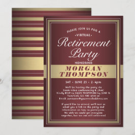 Virtual Retirement Party Burgundy White und Gold Einladung