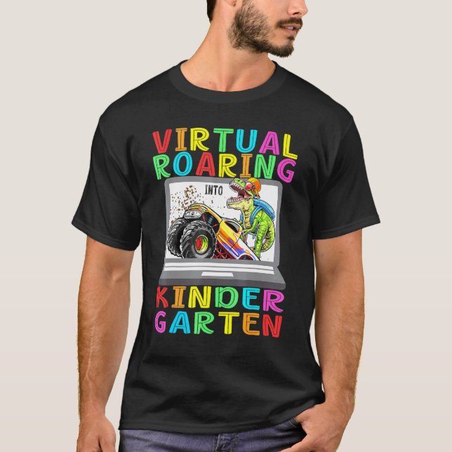 Virtual Roaring Kindergarten Dinosaur T Rex Back t T-Shirt (Vorderseite)