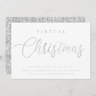VIRTUAL Silver White Christmas Online Party Einladung
