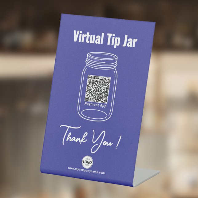 Virtual Tip Jar, Custom QR Code Payment App, blau Sockelschild (Von Creator hochgeladen)