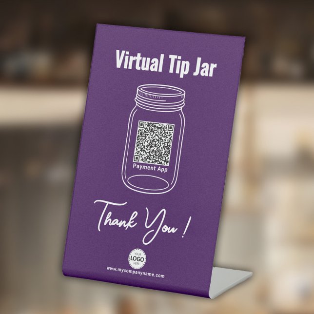 Virtual Tip Jar, Custom QR Code Payment App Lila Sockelschild (Von Creator hochgeladen)