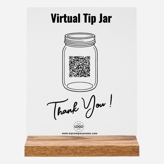 Virtual Tip Jar, Custom QR Code Payment App, Logo Acrylschild (Von Creator hochgeladen)
