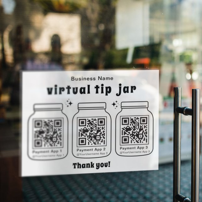 Virtual Tip Jar mit 3 QR Code Fensteraufkleber (Von Creator hochgeladen)