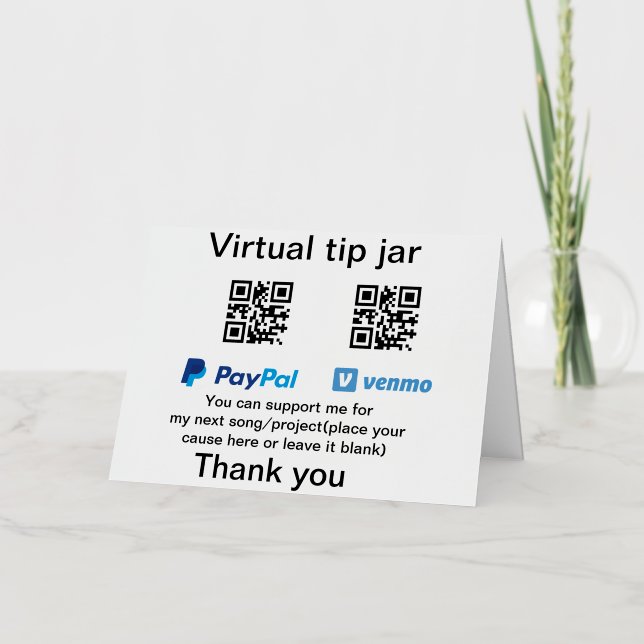 Virtual tip jar q oder Code-Geld-Spende PayPal ven (Vorderseite)