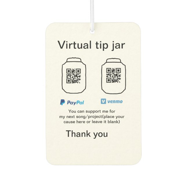 Virtual tip jar q oder Code-Geld-Spende PayPal ven Autolufterfrischer (Vorderseite)