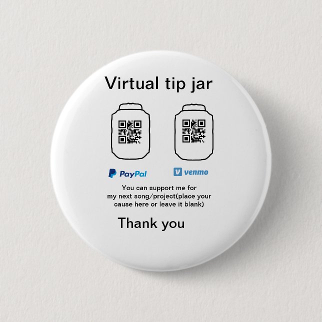 Virtual tip jar q oder Code-Geld-Spende PayPal ven Button (Vorderseite)