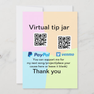 Virtual tip jar q oder Code-Geld-Spende PayPal ven Einladung