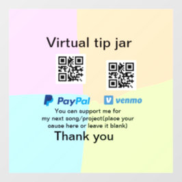 Virtual tip jar q oder Code-Geld-Spende PayPal ven Fensteraufkleber