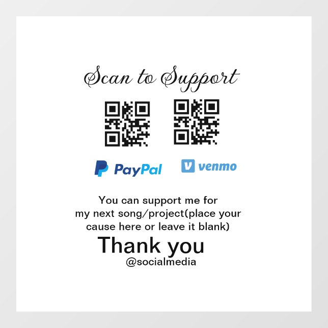 Virtual tip jar q oder Code-Geld-Spende PayPal ven Fensteraufkleber (Blatt)