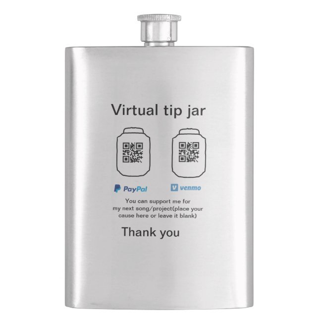 Virtual tip jar q oder Code-Geld-Spende PayPal ven Flachmann (Vorderseite)