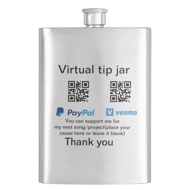 Virtual tip jar q oder Code-Geld-Spende PayPal ven Flachmann (Vorderseite)
