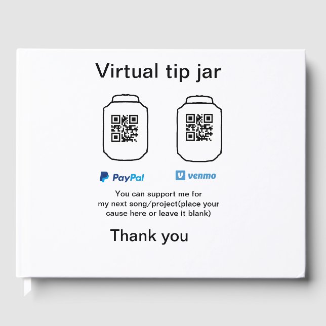 Virtual tip jar q oder Code-Geld-Spende PayPal ven Gästebuch (Vorderseite)