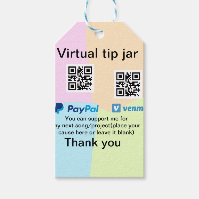 Virtual tip jar q oder Code-Geld-Spende PayPal ven Geschenkanhänger (Vorderseite)