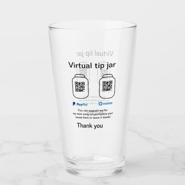 Virtual tip jar q oder Code-Geld-Spende PayPal ven Glas (Vorderseite)