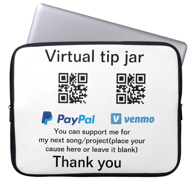 Virtual tip jar q oder Code-Geld-Spende PayPal ven Laptopschutzhülle (Vorderseite)