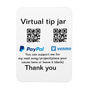 Virtual tip jar q oder Code-Geld-Spende PayPal ven Magnet