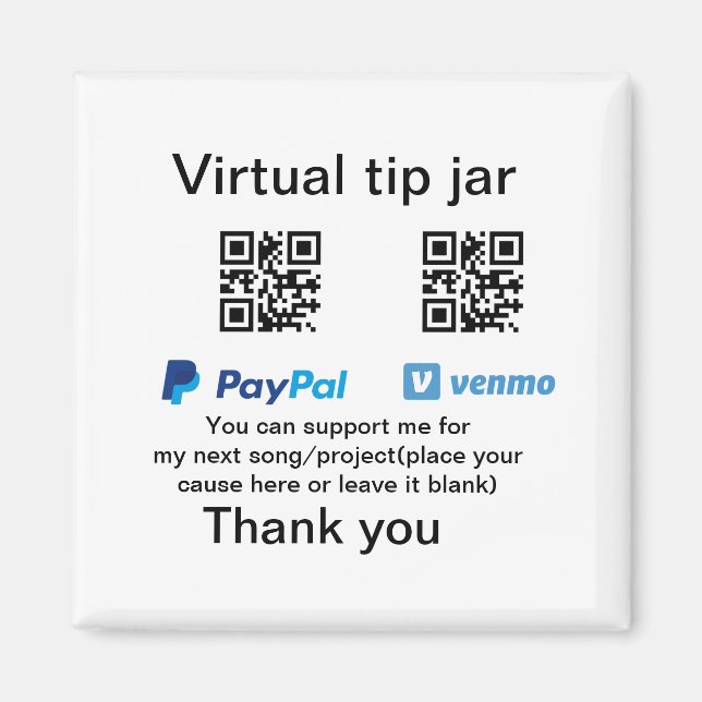 Virtual tip jar q oder Code-Geld-Spende PayPal ven Magnet (Vorne)
