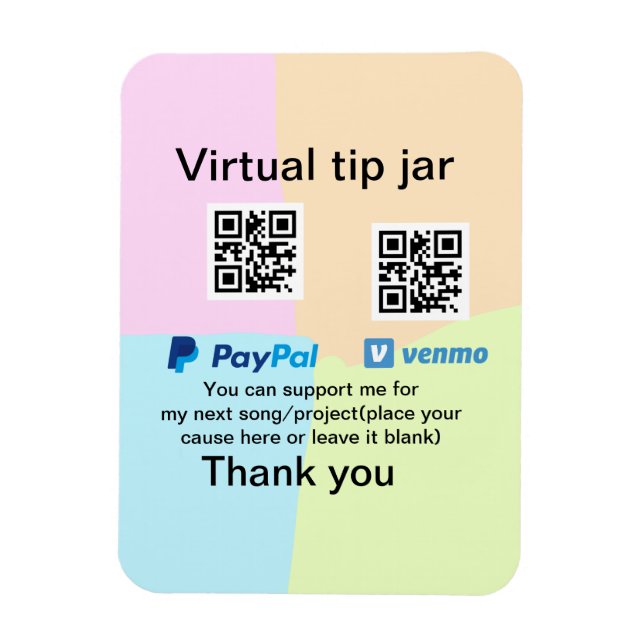 Virtual tip jar q oder Code-Geld-Spende PayPal ven Magnet (Vertikal)