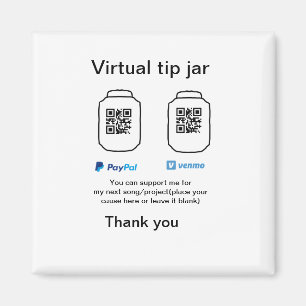 Virtual tip jar q oder Code-Geld-Spende PayPal ven Magnet