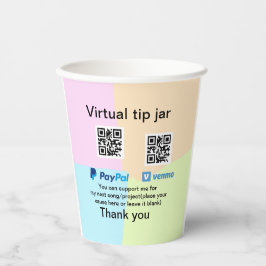 Virtual tip jar q oder Code-Geld-Spende PayPal ven Pappbecher